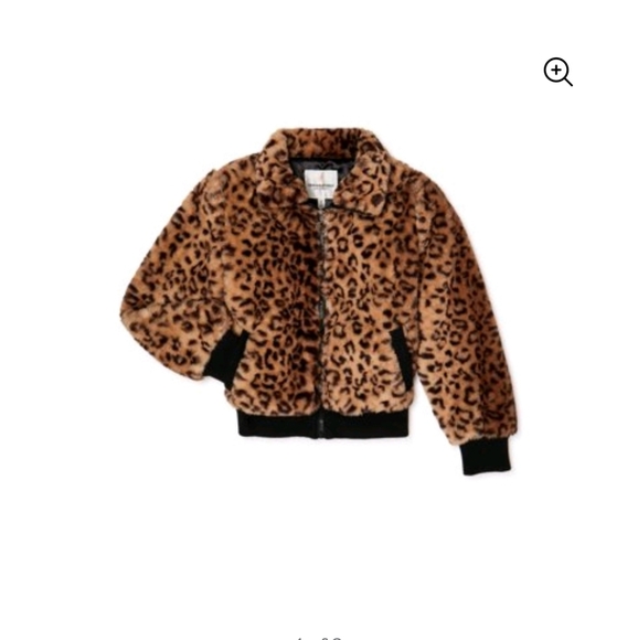 🎉Host Pick🎉 Girls Faux Fur Cheetah Print Jacket With Pockets - Picture 4 of 5